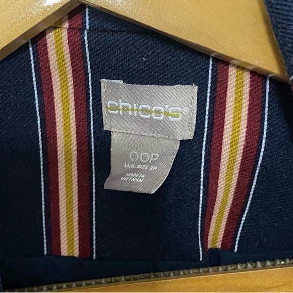 Chico’s Stripe Navy Blazer - Picture 3 of 5